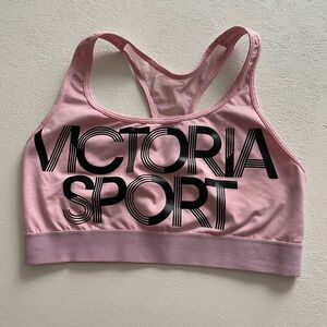 Victoria Sport Pink Logo Sports Bra Large Padded Racerback Athletic Workout Bra